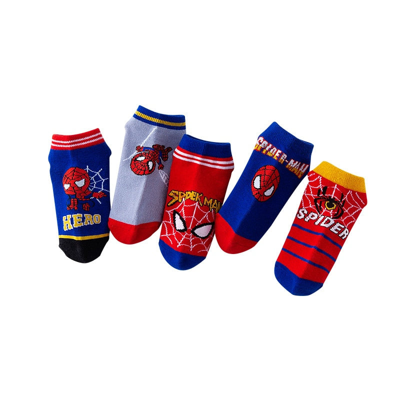 5 Pairs Spiderman Iron Man Hulk Thor Anime Marvel Children's Socks