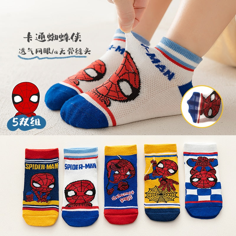 5 Pairs Spiderman Iron Man Hulk Thor Anime Marvel Children's Socks