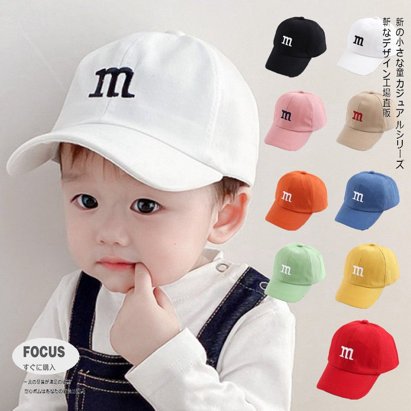 M Letter Embroidered Toddler Peaked Baseball Cap