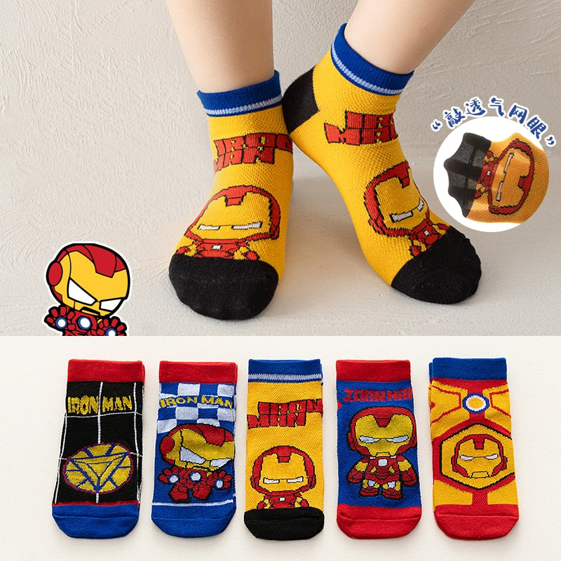 5 Pairs Spiderman Iron Man Hulk Thor Anime Marvel Children's Socks